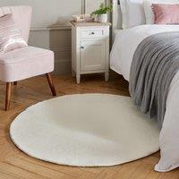 Faux Fur Supersoft Lush Round Rug Cream