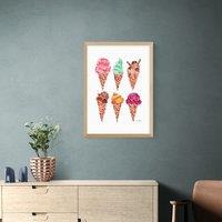 East End Prints Rainbow Ice Cream Cones Print