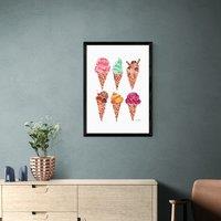 East End Prints Rainbow Ice Cream Cones Print