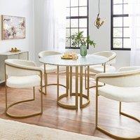 Sascha 4 Seater Round Dining Table, Marble