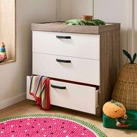 CuddleCo Enzo 3 Drawer Chest & Changing Unit, Oak & White