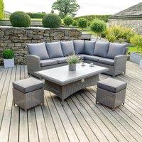 Barbados Long Left Rattan Corner Set Slate (Grey)