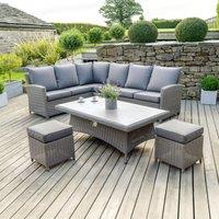 Barbados Long Right Rattan Corner Set Slate (Grey)