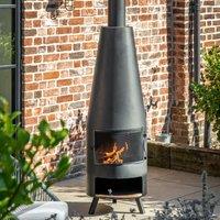 Hetton Chiminea with Pizza Slot Black