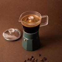 La Cafetire Verona 6 Cup Glass Espresso Maker 240ml Green