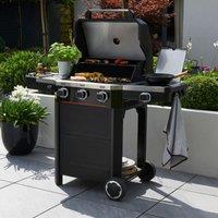 Atlas 300 Gas BBQ, 3 Burner with Side Burner & Cabinet Black