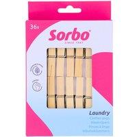 Sorbo Pack of 36 Wooden Laundry Pegs