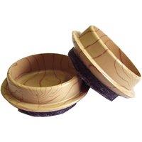 Set of 4 Light Wood Grain Felt Base Castor Cups