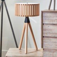 Rabanne Wooden Slat Tripod Table Lamp Brown