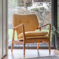 Joso Linen Wooden Arm Accent Chair