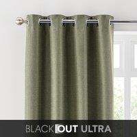 Montreal Ultra Blackout Eyelet Curtains Olive (Green)