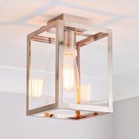 London Industrial Bathroom Flush Ceiling Light Beige