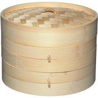 KitchenCraft World of Flavours Oriental Two Tier Bamboo Steamer and Lid 20cm Beige