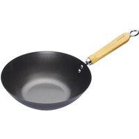 KitchenCraft World of Flavours Oriental Wood Handle Non-Stick Carbon Steel Wok