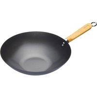 KitchenCraft World of Flavours Oriental Wood Handle Non-Stick Carbon Steel Wok