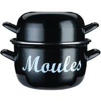 KitchenCraft World of Flavours Enamelled Steel Standard Mussel Pot 18cm Black