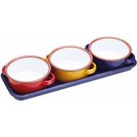 KitchenCraft World of Flavours Set of 3 Enamel Dip Bowls 11cm 350ml MultiColoured