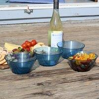 Three Rivers Set of 4 Blue Linear Bowls