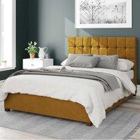 Sinatra Plush Velvet Ottoman Bed Ochre