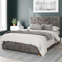 Presley Distressed Velvet Ottoman Bed Frame