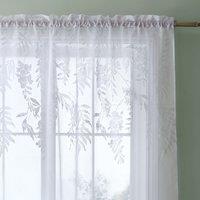 Wisteria Floral White Slot Top Curtain Panel White