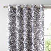 Catherine Lansfield Aztec Geo Charcoal Eyelet Curtains Grey/White