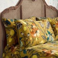 EW by Edinburgh Weavers Morton Floral Ochre 100% Cotton Sateen Pillowcase Pair