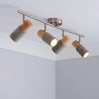 Inka 4 Light Concrete Wood Effect Semi Flush Spotlight Bar