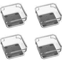 Set of 4 Small Square Drawer Organisers Clear