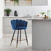 Vivian Counter Height Bar Stool, Velvet Dark Blue