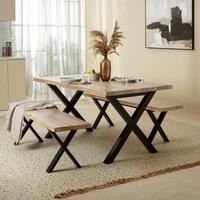 Ezra 6 Seater Rectangular Dining Table with 2 Benches