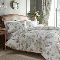 Campion Green and Coral Cotton Sateen Duvet Cover and Pillowcase Set