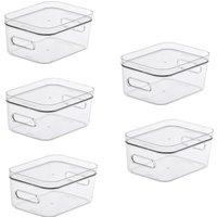 Compact Storage Tub Small with lids 1.5L Set of 5, Clear