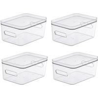 Compact Storage Tub Medium with lids 5.3L Set of 4, Clear