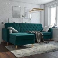 Cosmo Living Liberty Velvet Corner Chaise Double Sofa Bed