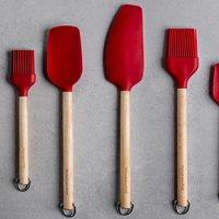 KitchenAid Birchwood & Red Silicone Scraper Spatula