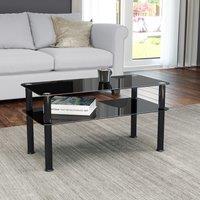 AVF Small Coffee Table, Black Glass with Black Legs