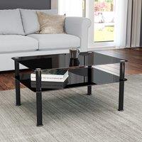 AVF Large Coffee Table, Black Glass with Black Legs Black