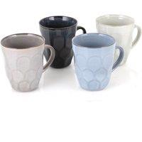 Barbary & Oak Set of 4 Fossil Embossed Stoneware Mugs