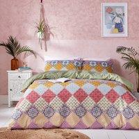 Global Patchwork Duvet Cover Set Pink