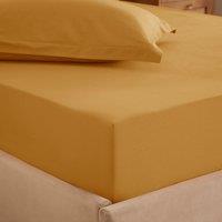 Soft Washed Recycled Cotton Fitted Sheet Amber Gold