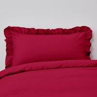 Non Iron Plain Dye Magenta Frilled Pillowcase Magenta