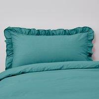 Non Iron Plain Dye Aqua Frilled Pillowcase