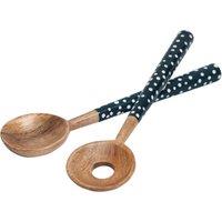 Dexam Sintra Mango Wood Spotted Salad Servers Blue