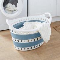 Collapsible Oval Laundry Basket Ashley Blue