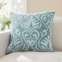 Chenille Damask Cushion Duck Egg (Blue)