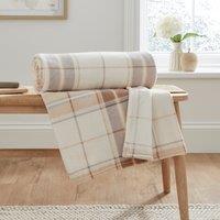 Printed Check Fleece Throw Natural