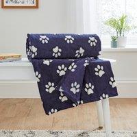 Printed Paw Print Throw Navy