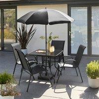 6 Piece Garden Dining Set Black