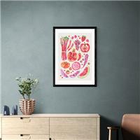 East End Prints Red Harvest Of Fruit & Vegetables Framed Print